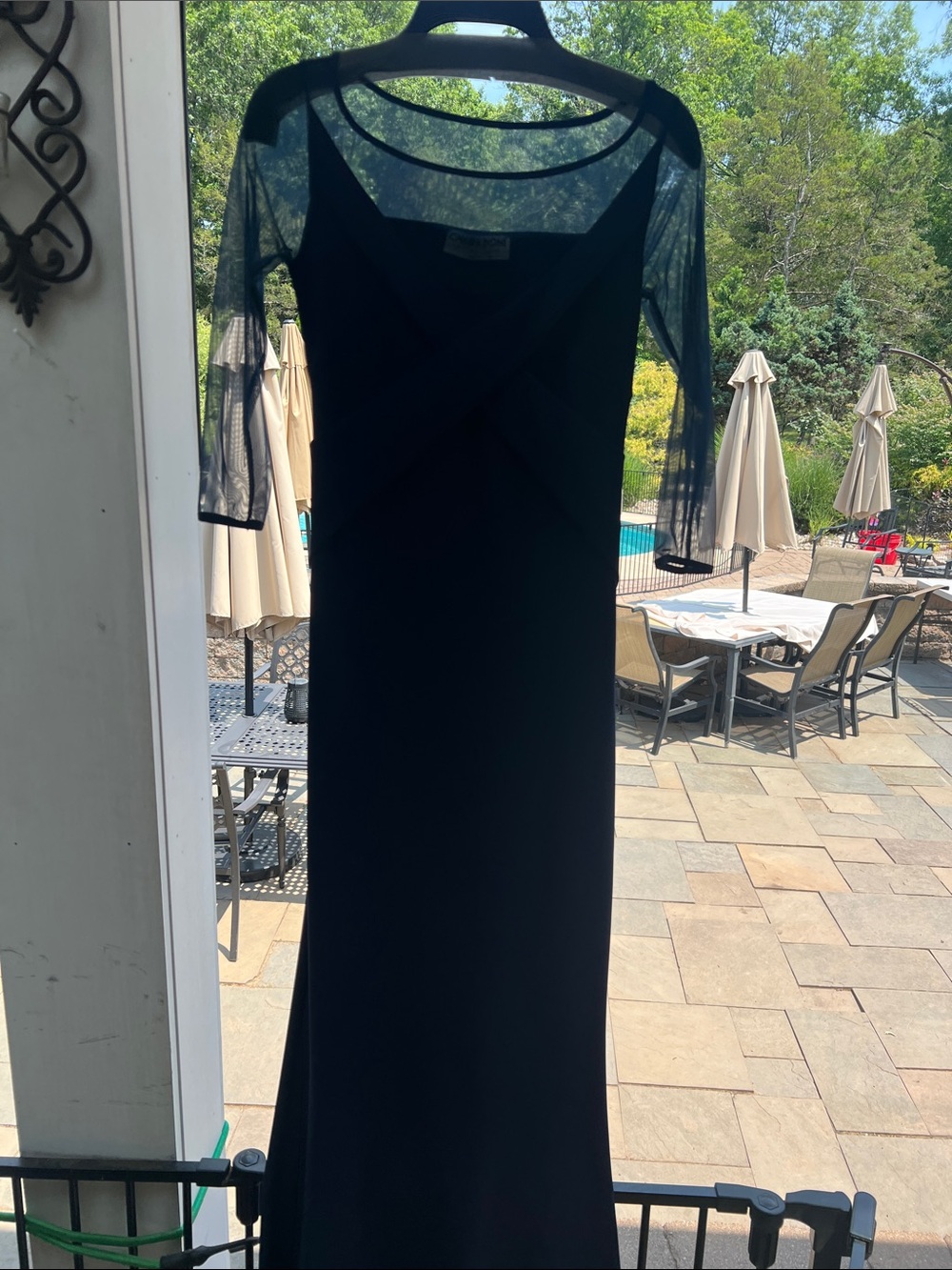 Chiara Boni Long-Sleeve Sheer Overlay Evening Gown